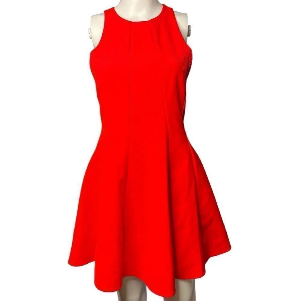 ANGL High Neck Fit & Flare Cocktail Dress Red Size Small